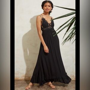 Free People Black Adella Maxi Dress